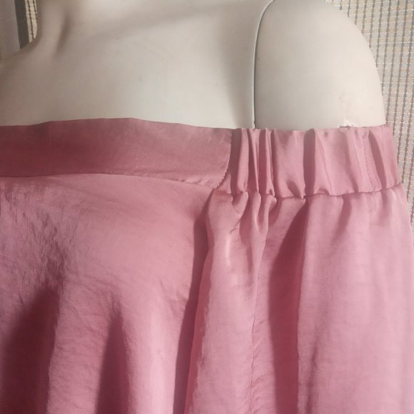 AVBL ASOS Blush Pink Satin Off Shoulder Top - S - Picture 7 of 8
